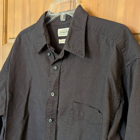 Black St. John's Bay long sleeve Oxford button down cotton shirt size L - Picture 2 of 5